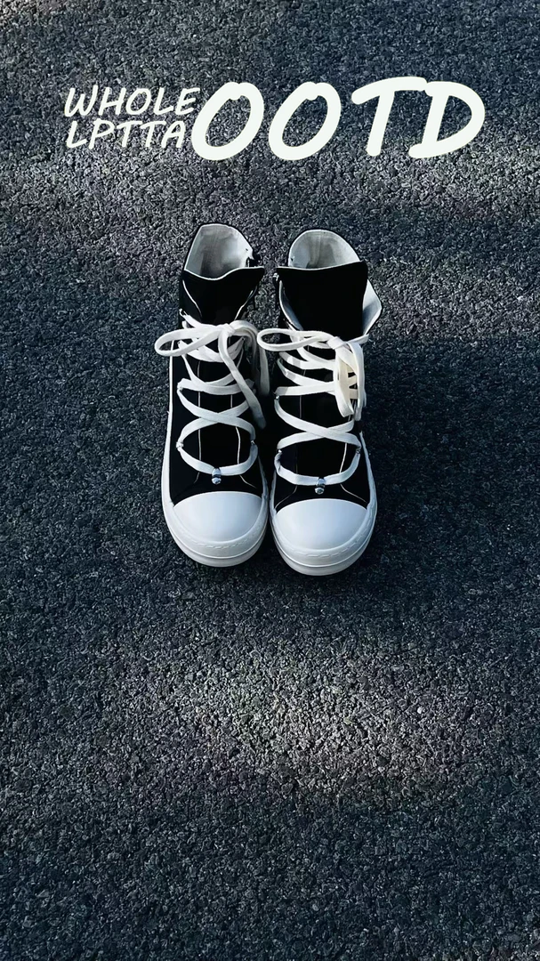 OESY GROUNDBREAKING男鞋新款欧美高帮薄款帆布黑白拼色个性板鞋