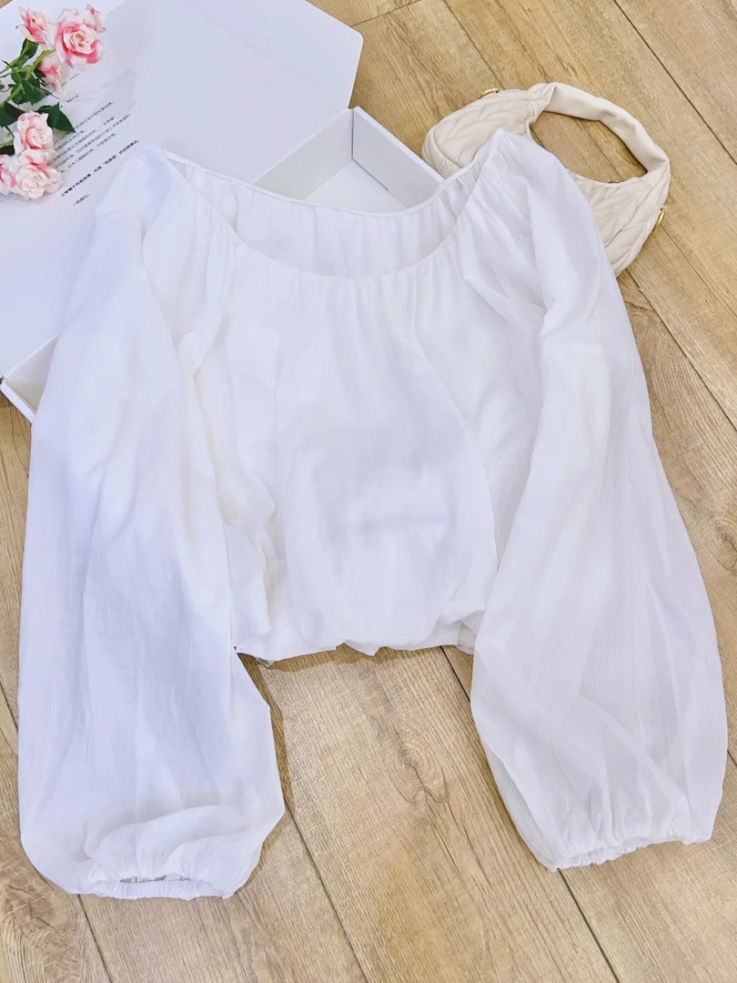 琳心丨早秋新款白色简约休闲气质宽松长袖衬衫 0486