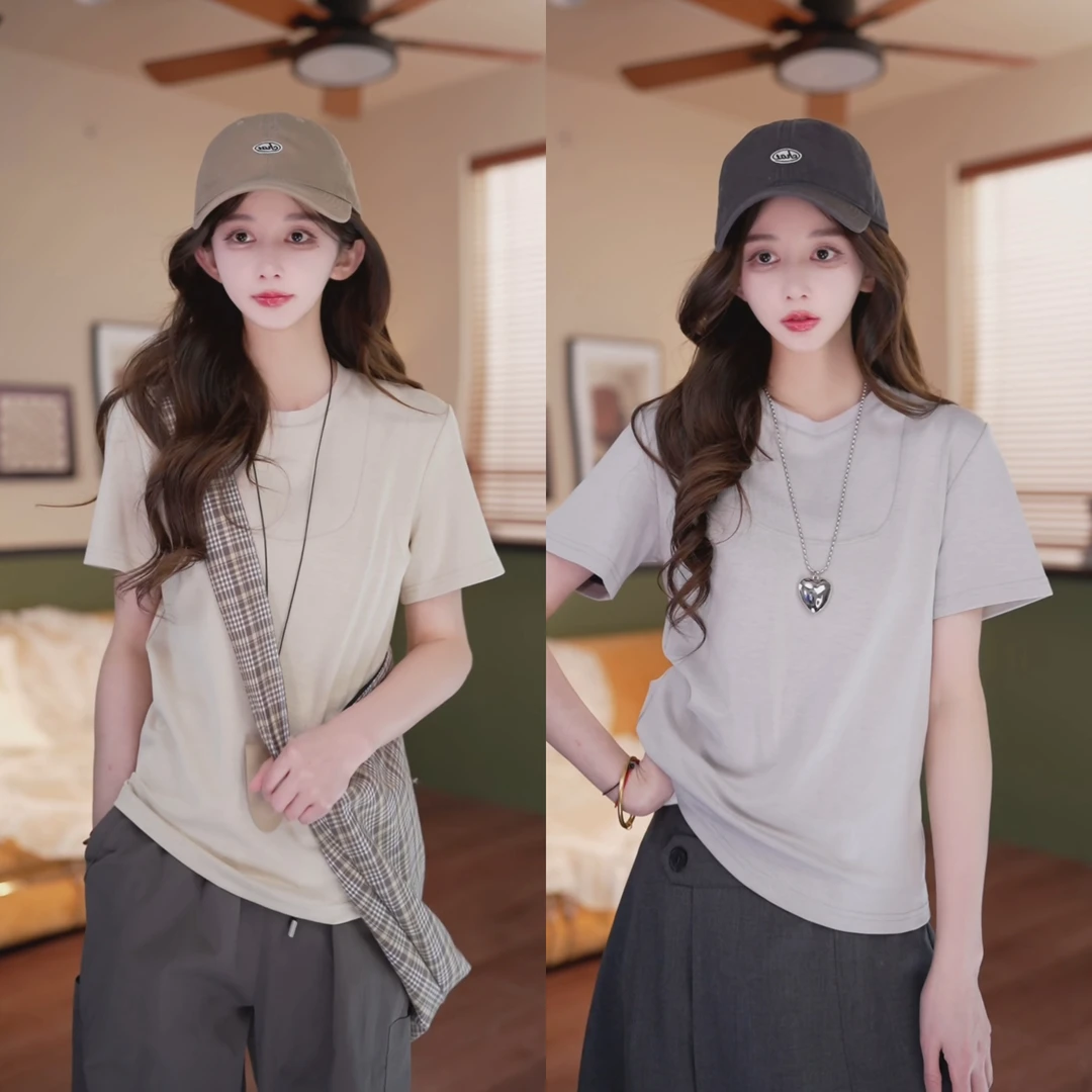 余紫绮【游弋】欧若风 时尚百搭新款T恤女宽松显瘦上衣ZC1988417