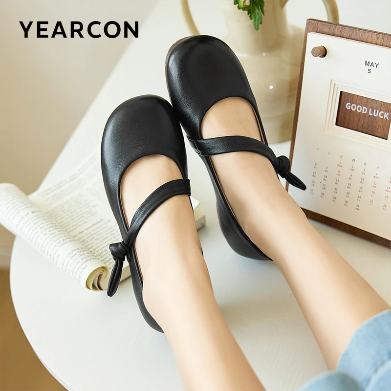 意尔康玛丽珍女鞋2025新款法式黑色小皮鞋一字带浅口单鞋27569W