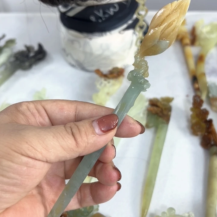 定制蛇纹石玉毛货发饰