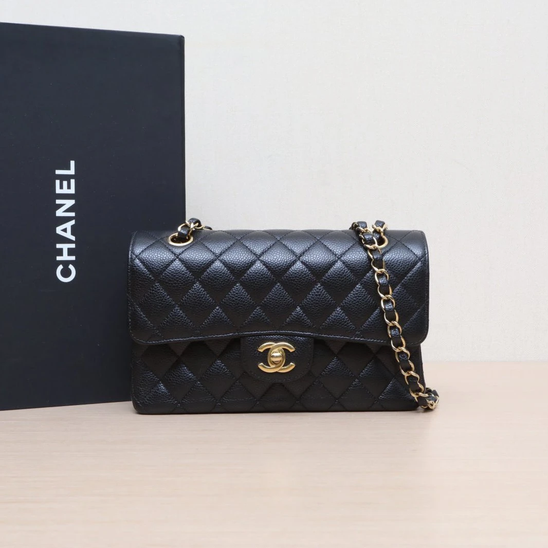 99新 Chanel/香奈儿 【双双】CF 小号 黑色 芯片开 金扣 菱格纹