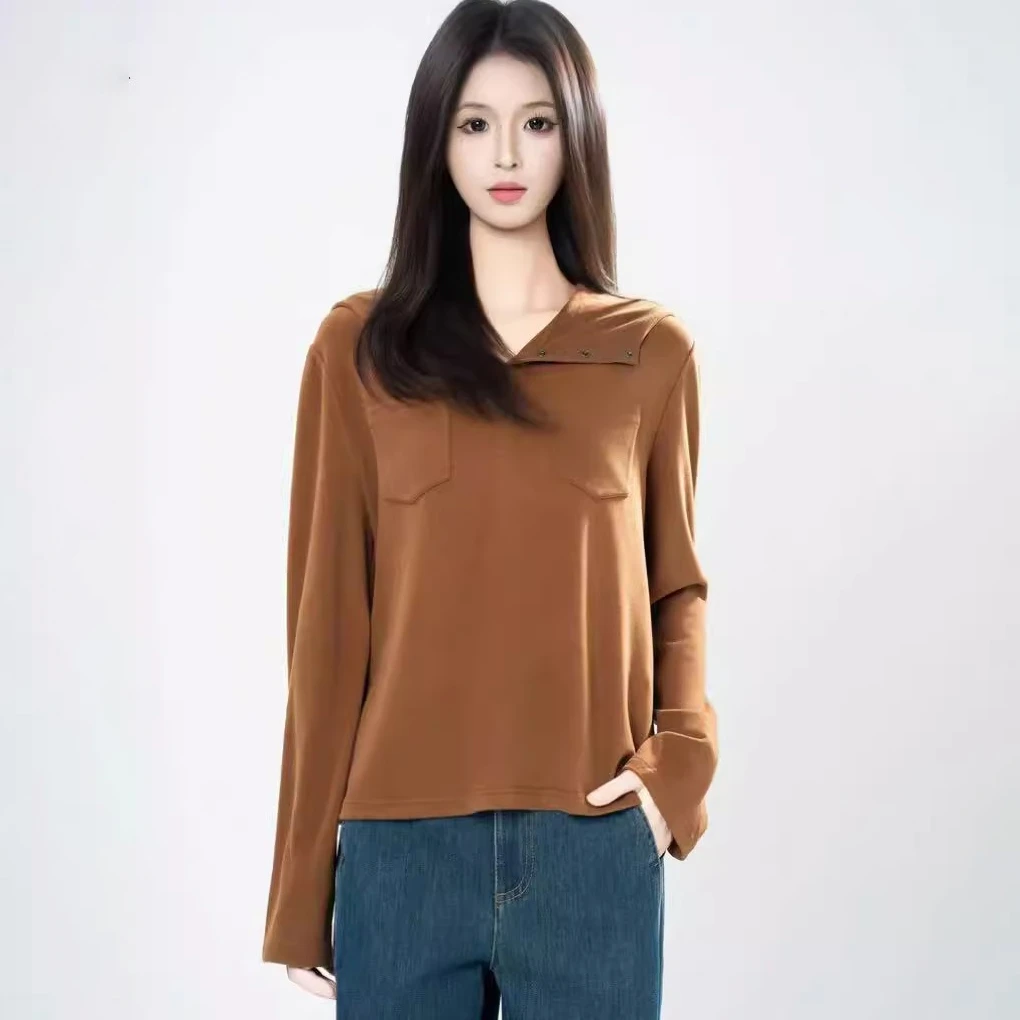 阿*玛女装2025早秋美拉德气质休闲时尚套头连帽百搭卫衣530086