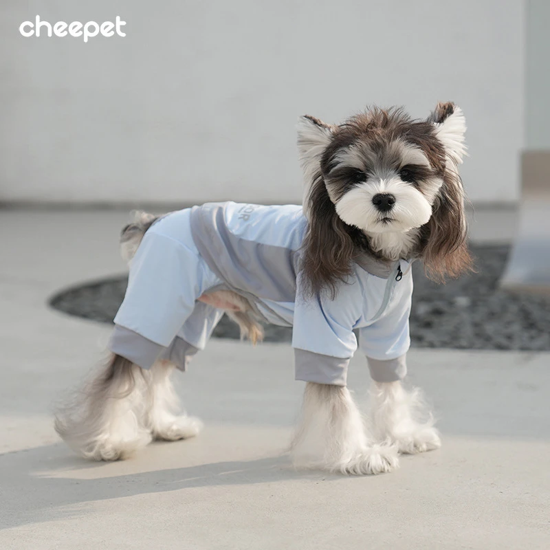 夏季小狗狗凉凉衣服冰丝轻薄防晒抗紫外线凉感泰迪比熊四脚宠物服