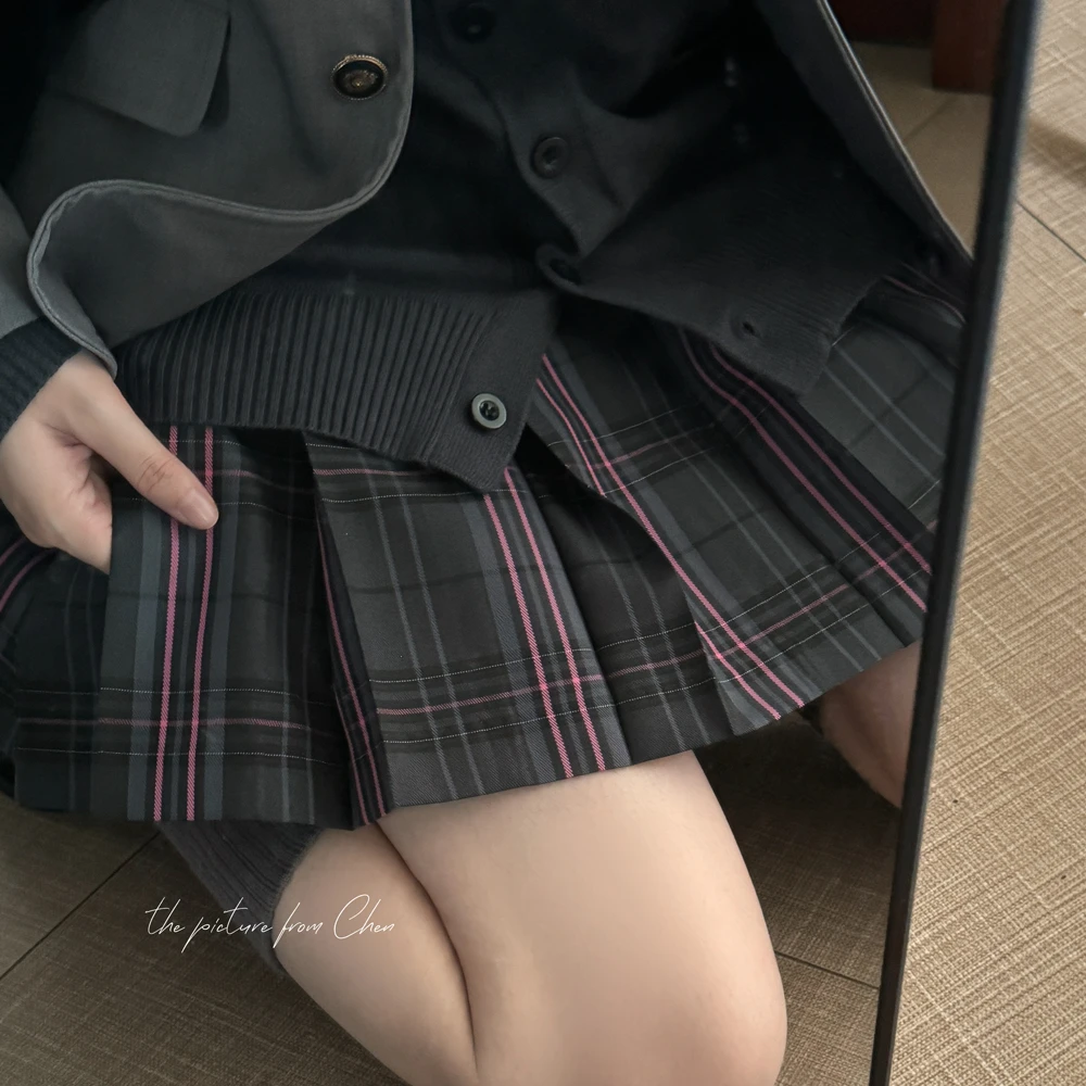 空栗鼠丸【黑莓】原创正版jk格裙暗黑学院辣妹风校供百褶短裙女秋