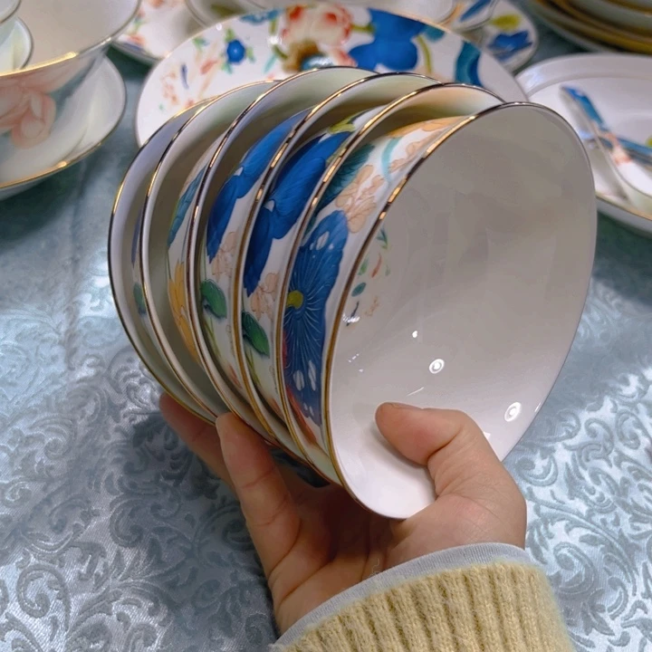 瓷片荷塘腕六个4.5寸