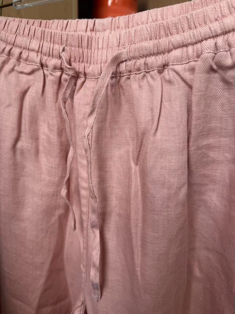 【少爷专属】汉麻粉色人字纹直筒裤