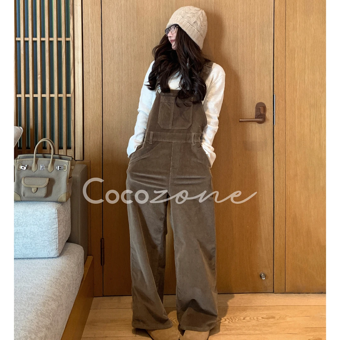 COCO ZONE 刘一一 “橄榄背带裤”经典工装风裤子 CD1A1347