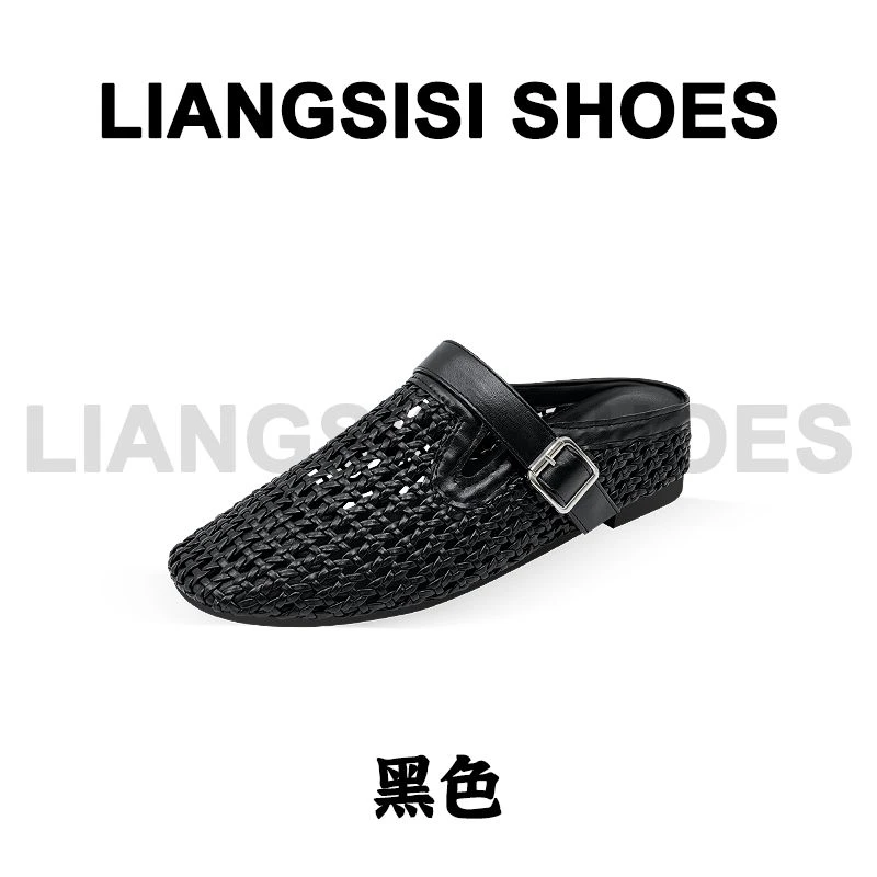 梁思思SHOES新款厚底增高皮带扣镂空包头鞋-420