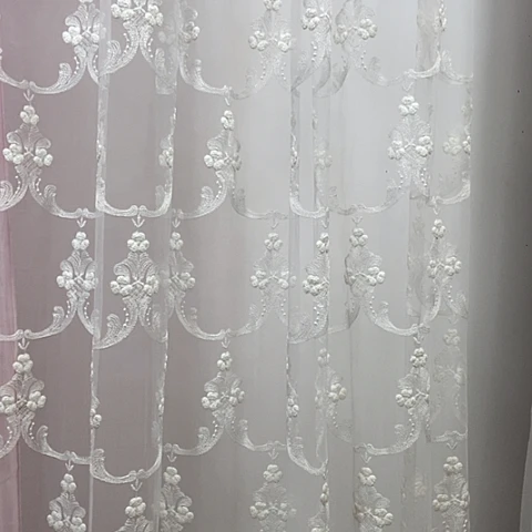 白色绣花纱帘6米面料