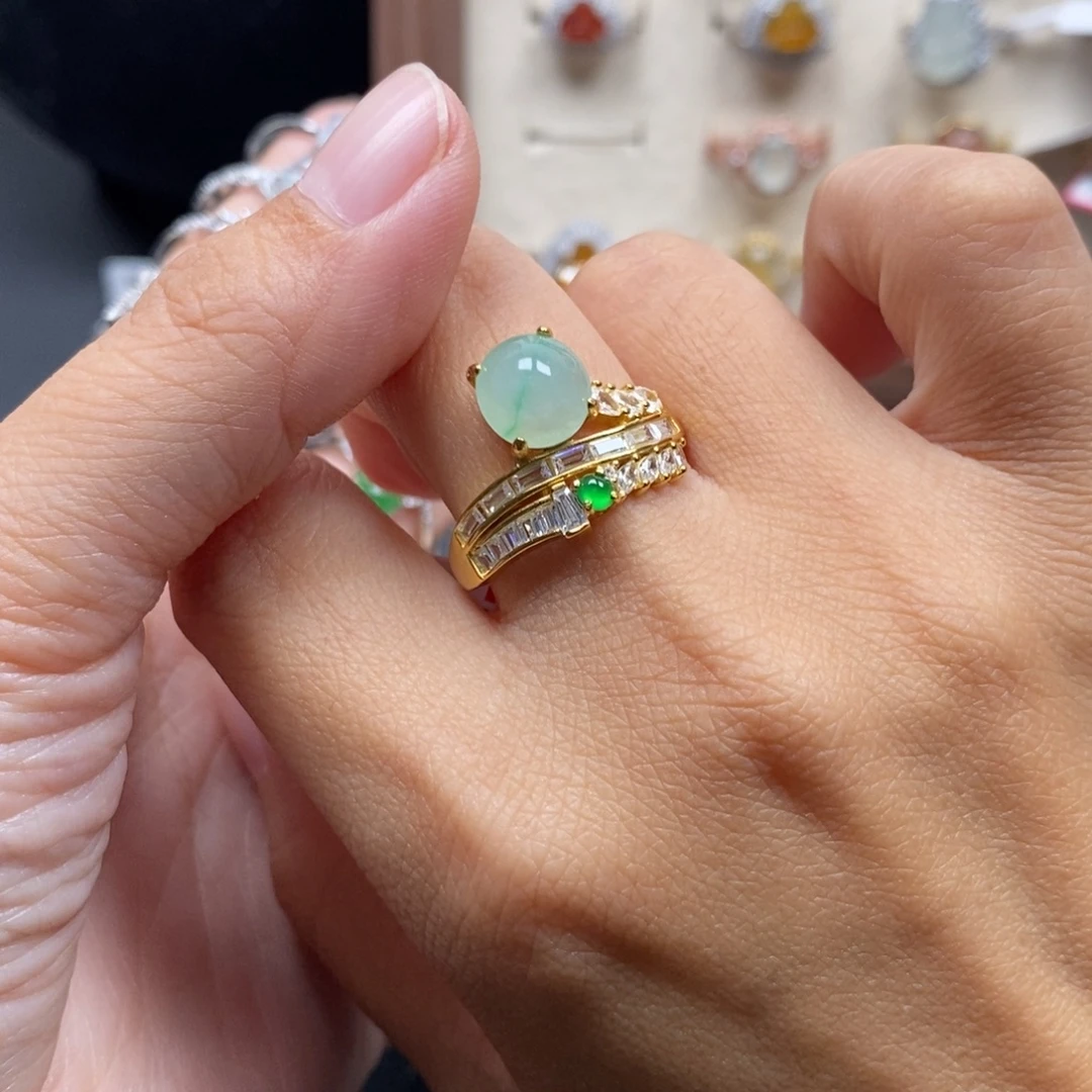 翡翠银S925镶嵌戒指