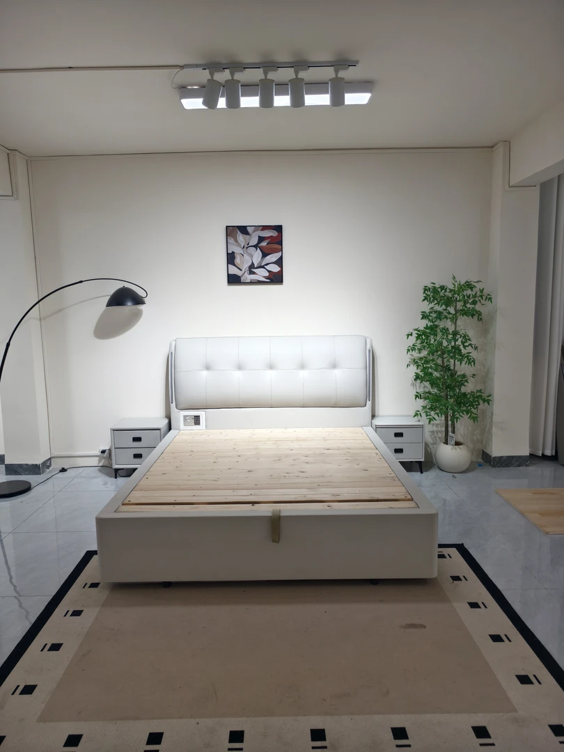 811【政府补贴】新款头层牛皮储物高箱皮床婚床