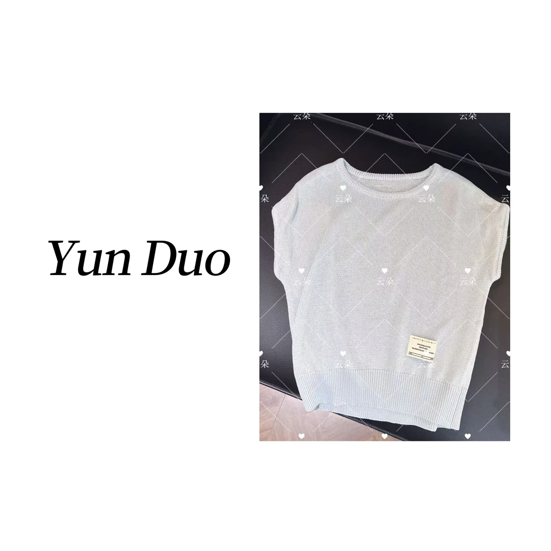 云朵定制【长期主义】蓝色设计款飞袖小标和纸针织衫LB33