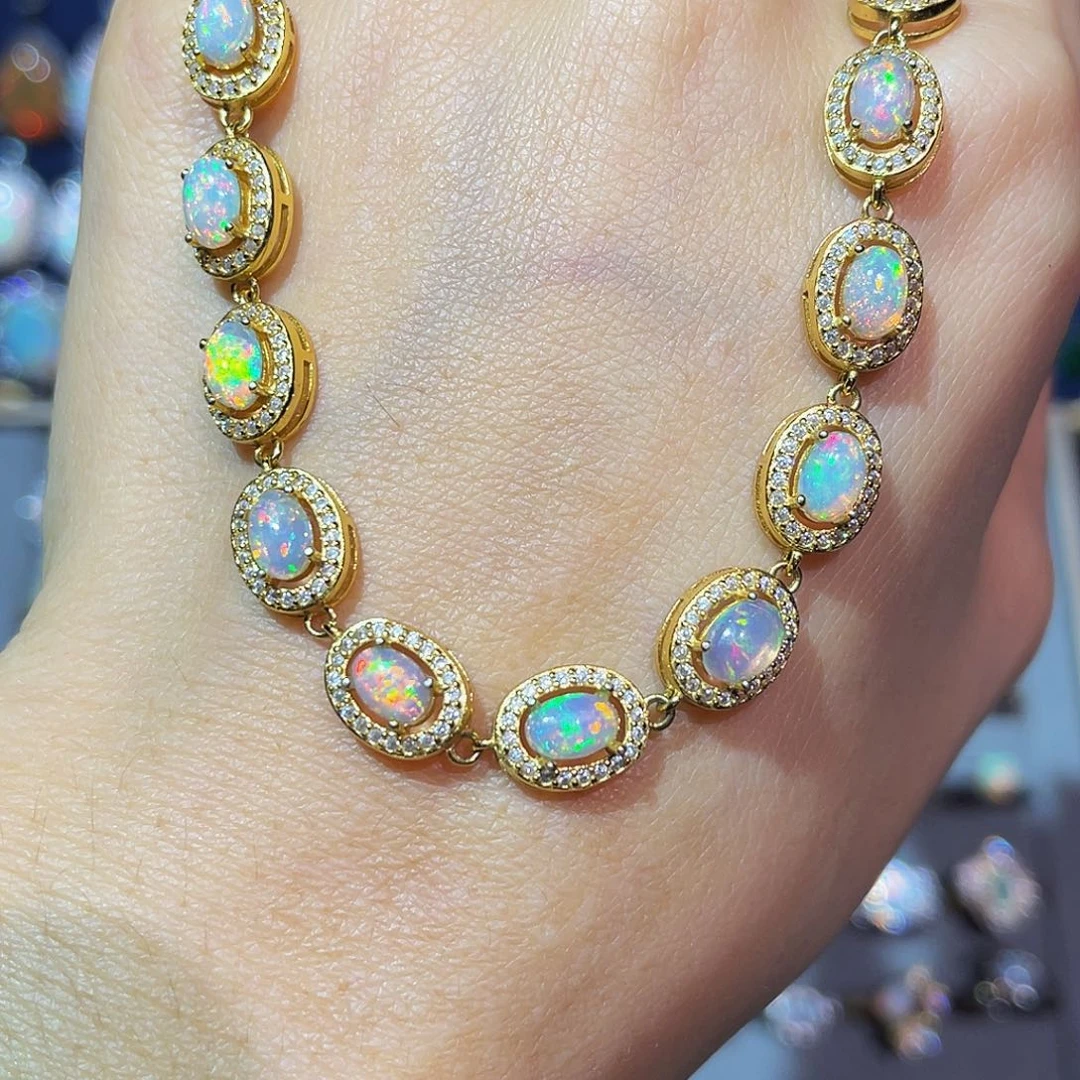 欧泊银S925镶嵌手链