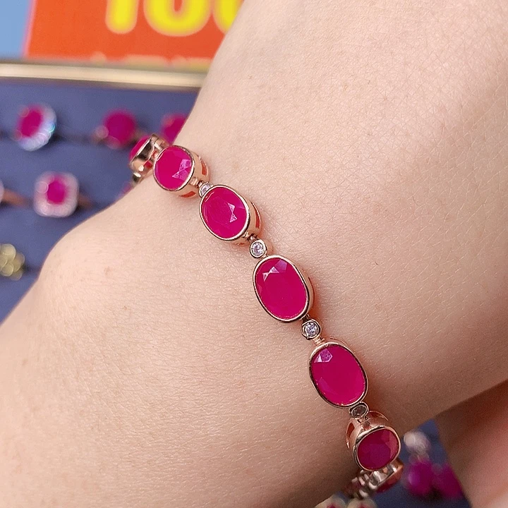 红宝石手链银S925镶嵌