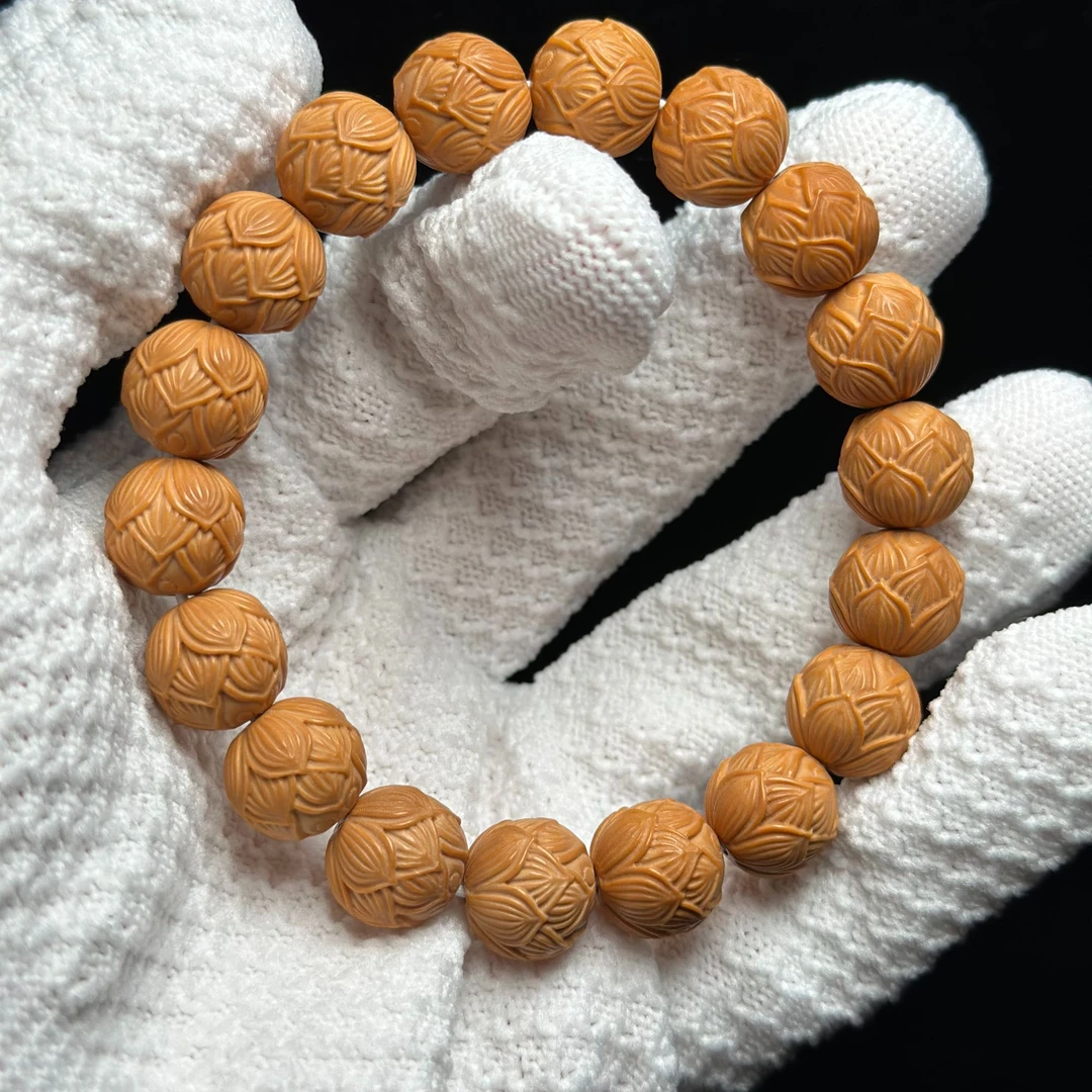 【莲花手串】河南原产地猴头核桃精雕原色猴头核桃莲花手串