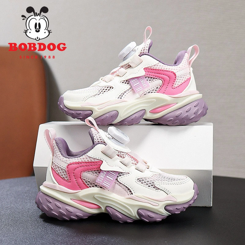 巴布豆女童鞋子单网透气2025夏季新款时尚网面轻便软底儿童运动鞋