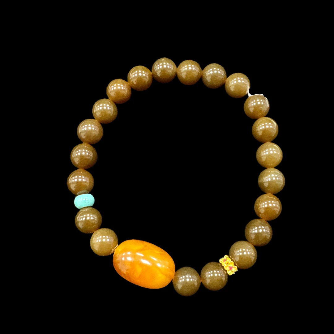 V7904 和田玉手串孤品