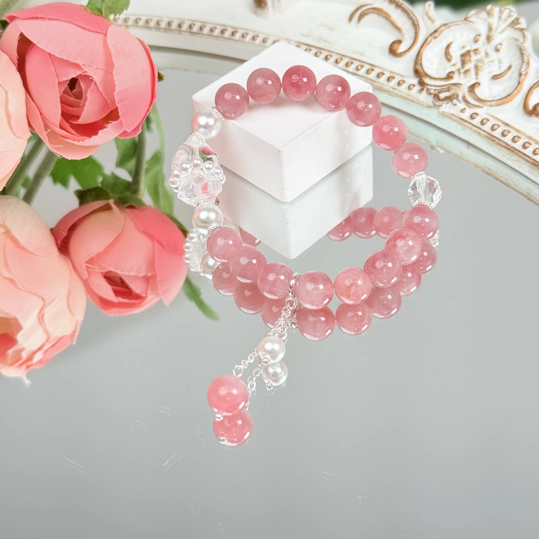 【紫马粉】白水小熊贝珠紫马粉9-10mm手串面小仙多样性发其一