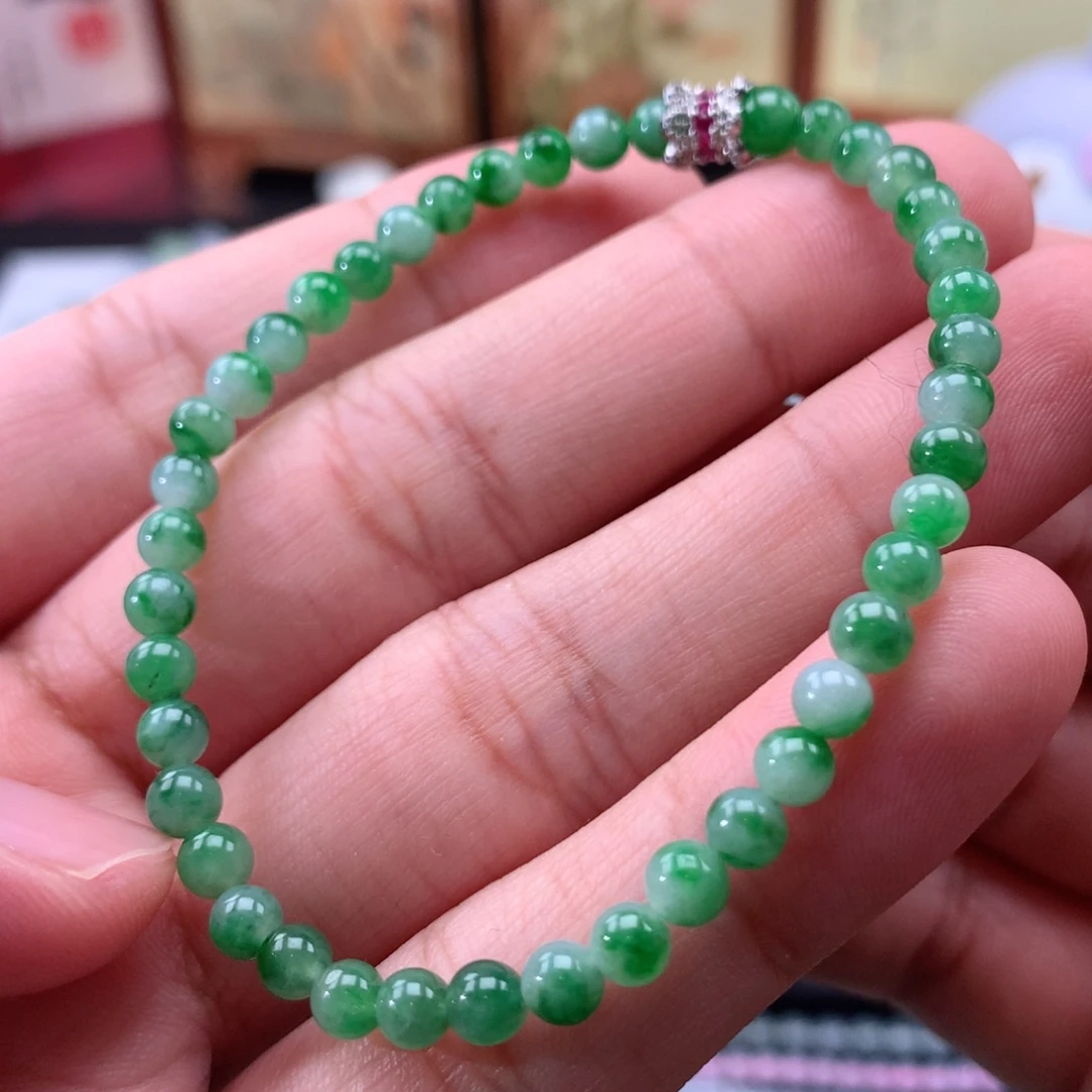 翡翠未镶嵌手链卡4+