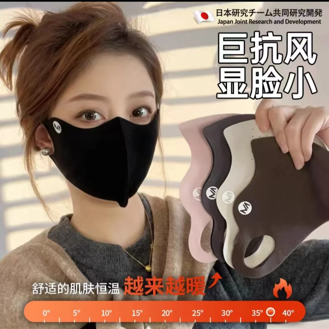 （5只独立包装）秋冬款德绒爆款网红面罩男女高颜保暖防护口罩