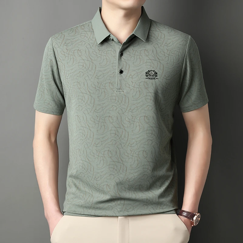 男士男款短袖t恤翻领冰丝夏季高档polo冰丝短袖男士上衣短袖商务