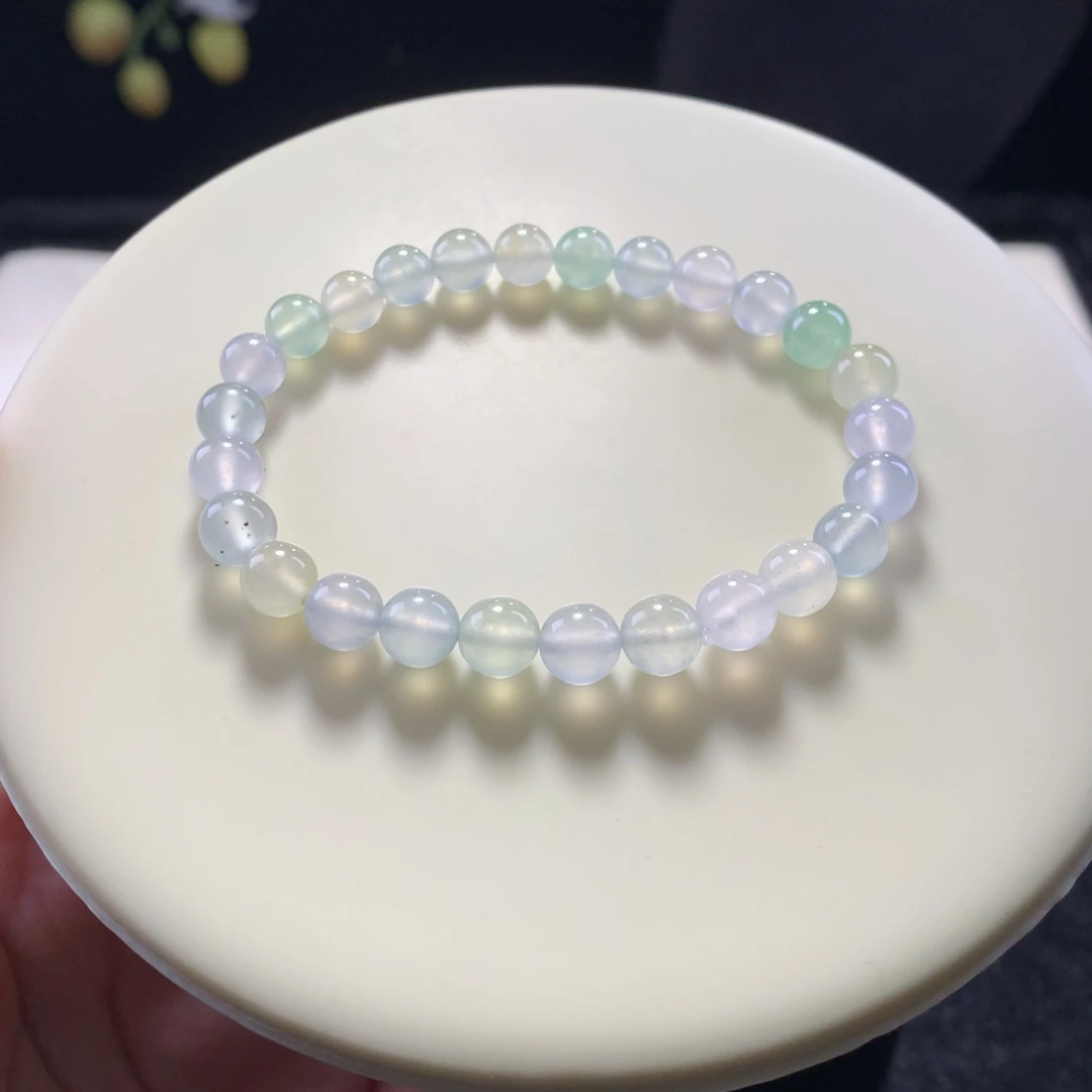 翡翠未镶嵌手链卡6高冰串