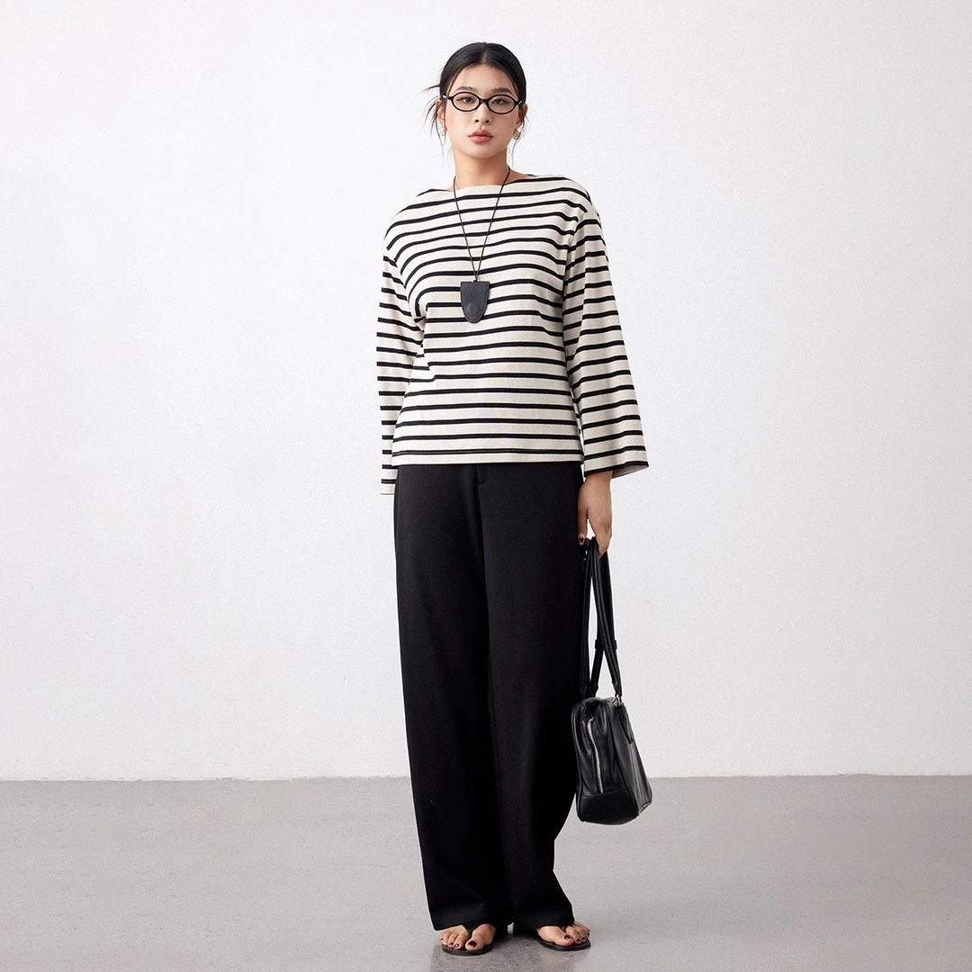 【折扣款】PLUSMALL 修腿镰刀裤 宽松镰刀松弛针织裤PLUS2501034