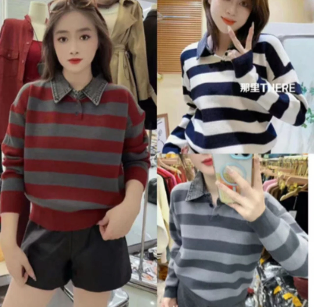 冬款韩国绒翻领假两件慵懒上衣99129