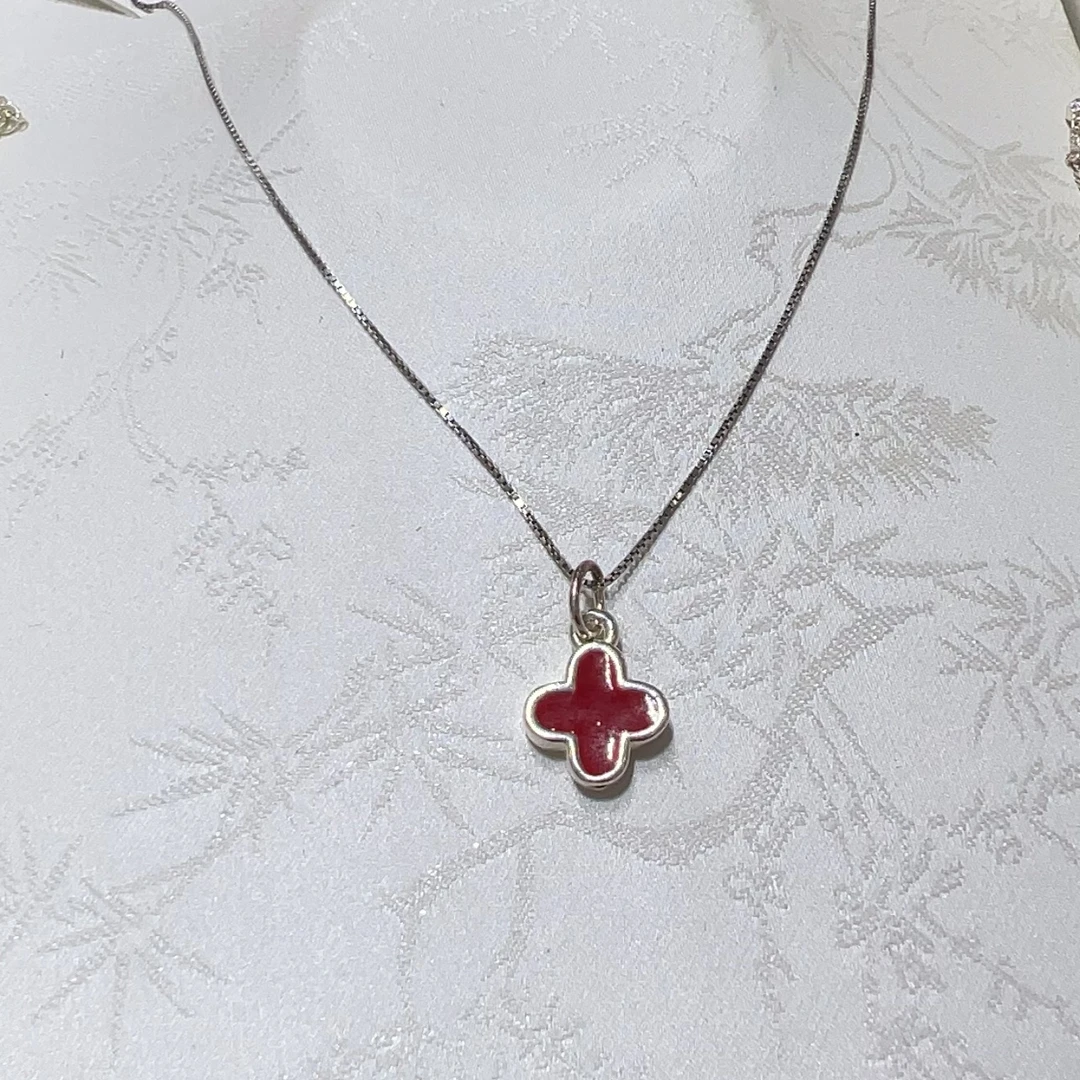 吊坠足银 足银四叶草针式链吊坠