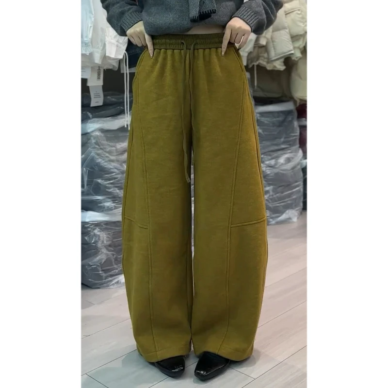 Aimeerosa/艾洛莎2026早春新款复古韩版休闲裤女抽绳腰头阔腿卫裤
