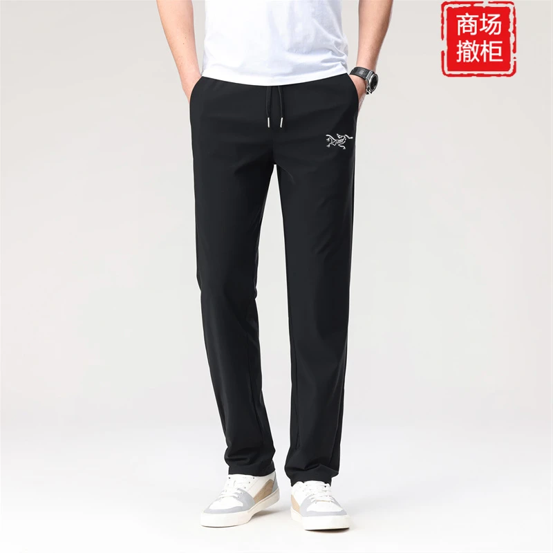 奥莱折扣经典刺绣户外速干运动长裤大码男士休闲裤夏季薄款直筒裤