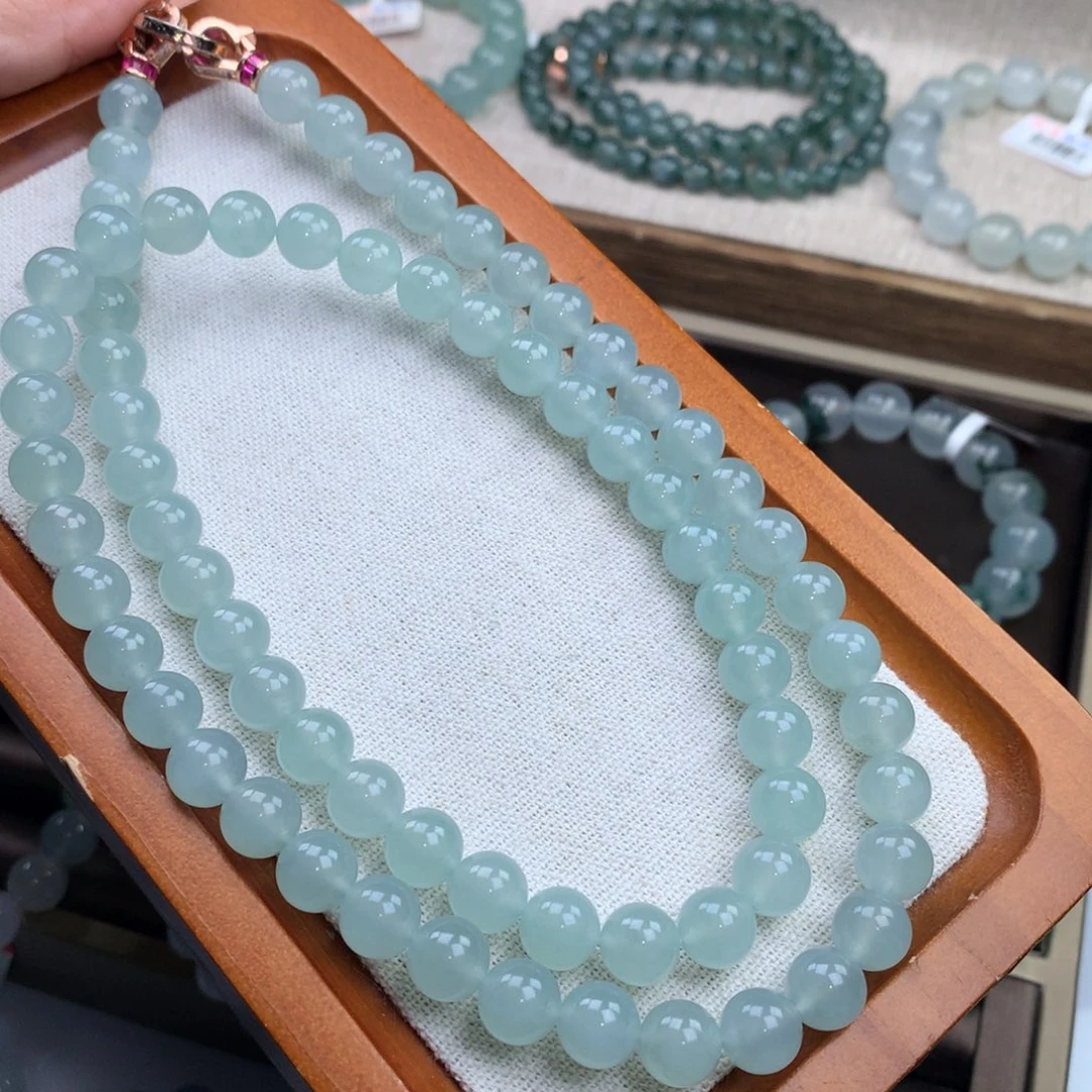 翡翠合金手链冰晴绿长涟，8.8mm，精品