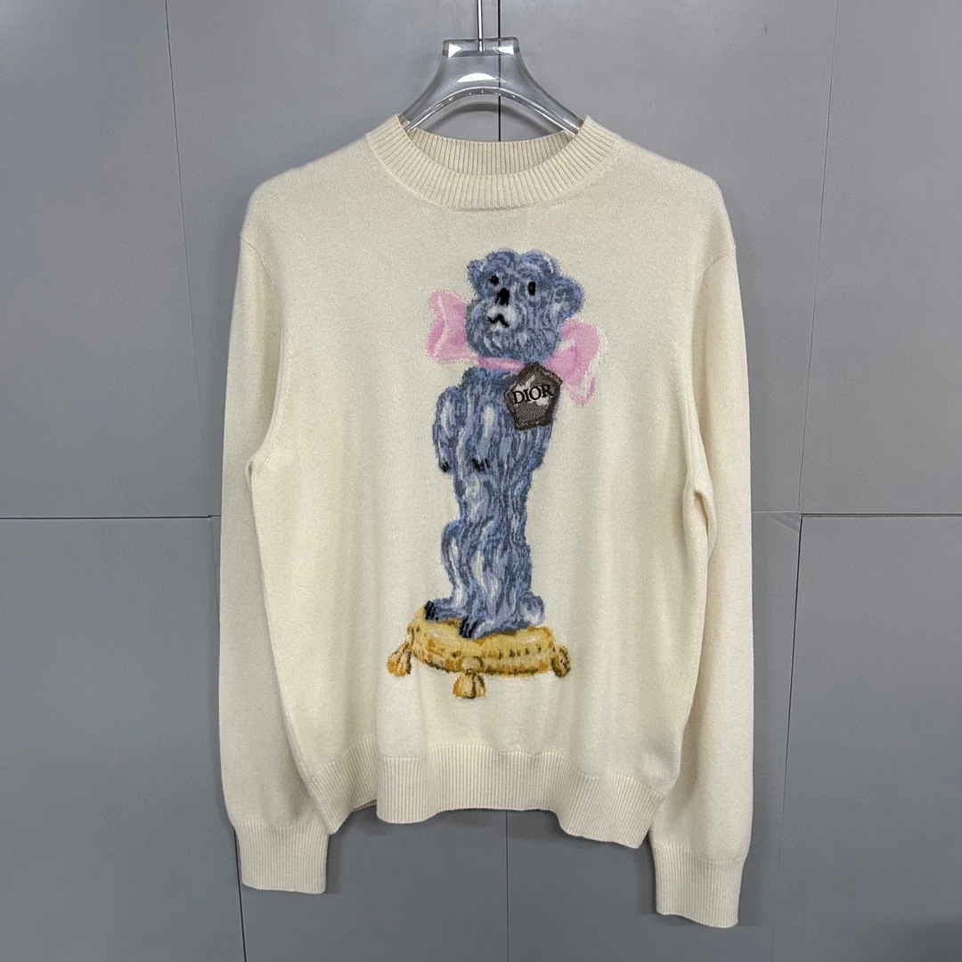 99新 DIOR/迪奥 小熊提花针织毛衣 M码 D19750