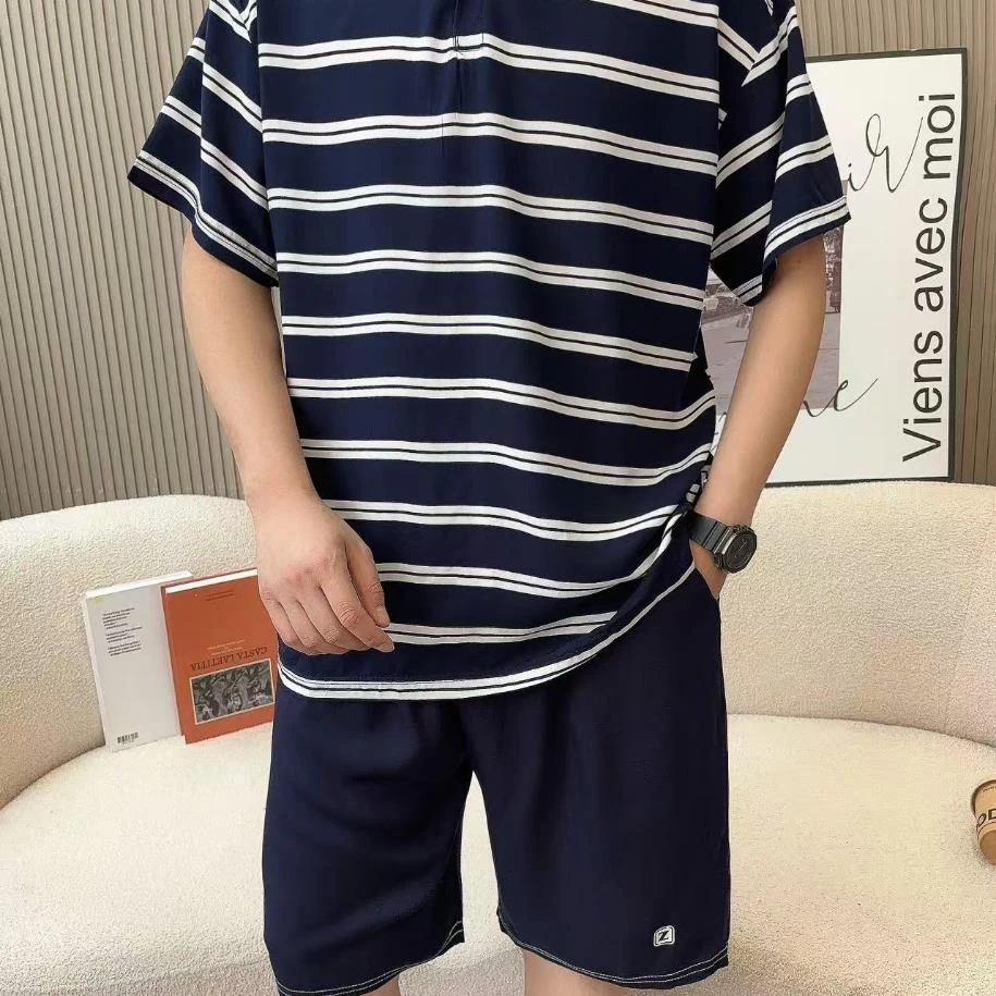 무지징-「男士POLO领」时尚百搭条纹款短袖T恤