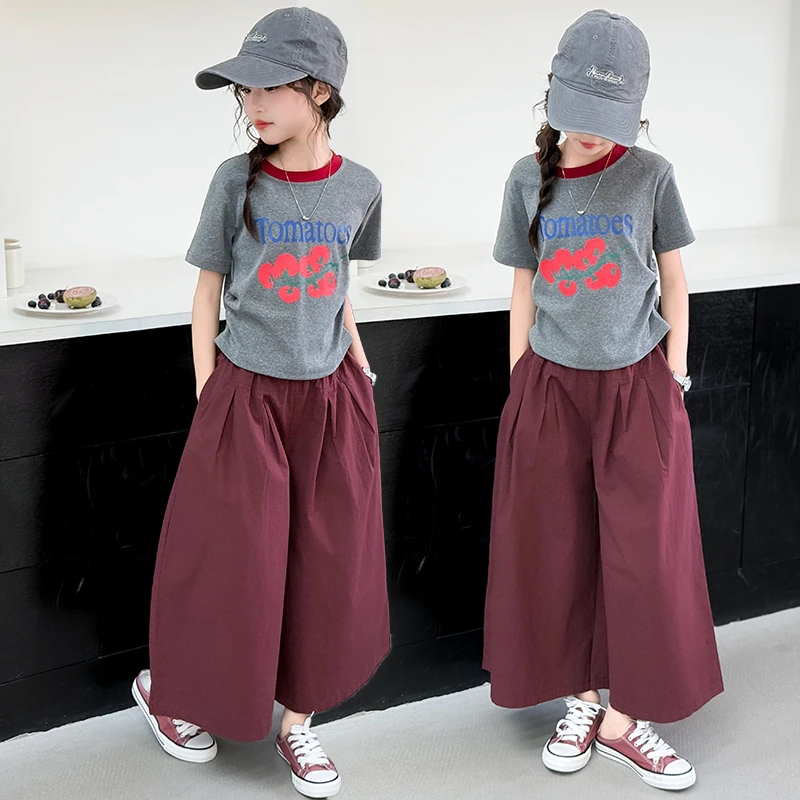 女童夏装套装2025新款洋气儿童薄款短袖中大童6-12岁裙裤两件套潮