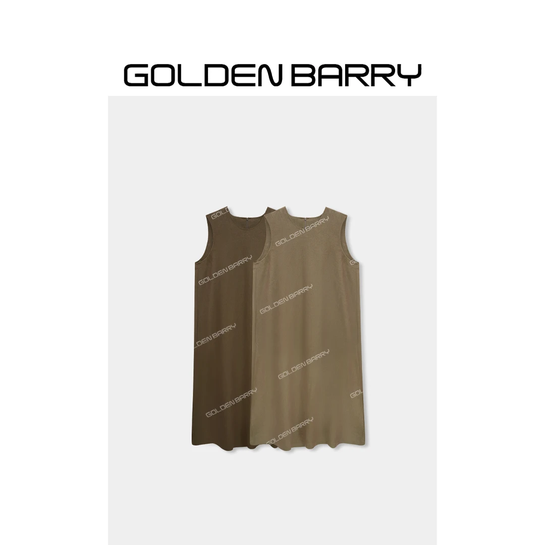 GOLDENBARRY|307117“雾霭褶语”圆领A摆连衣裙