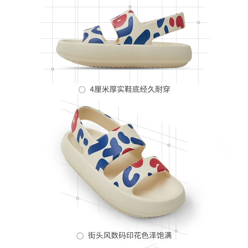 优调凉拖夏季2024新款落印缤纷时尚潮流可外穿厚底软底男女凉拖