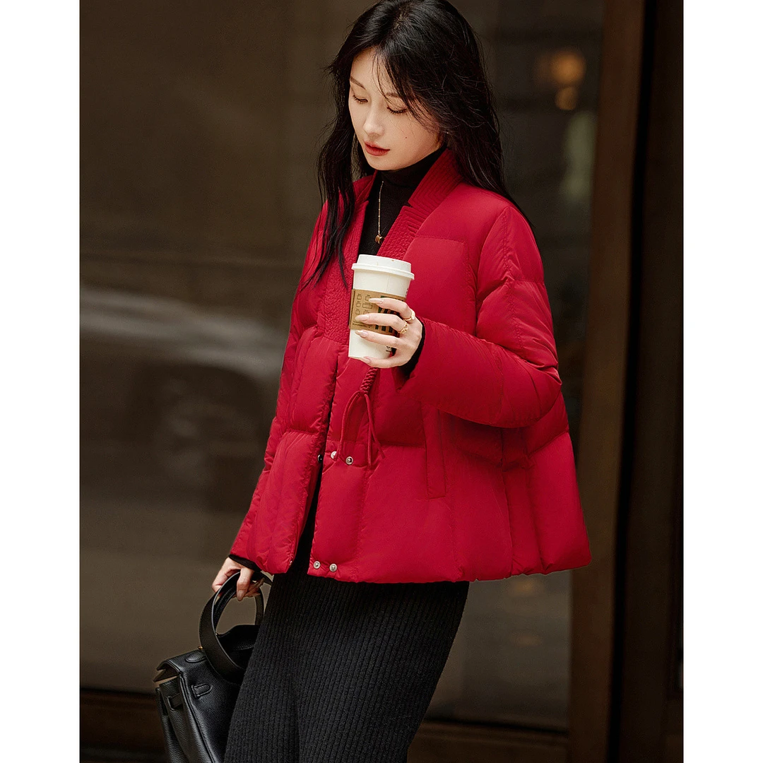 dme德·玛纳红杉烟雨客冬新中式老钱50D棉感仿记忆棉衣盘扣抽绳