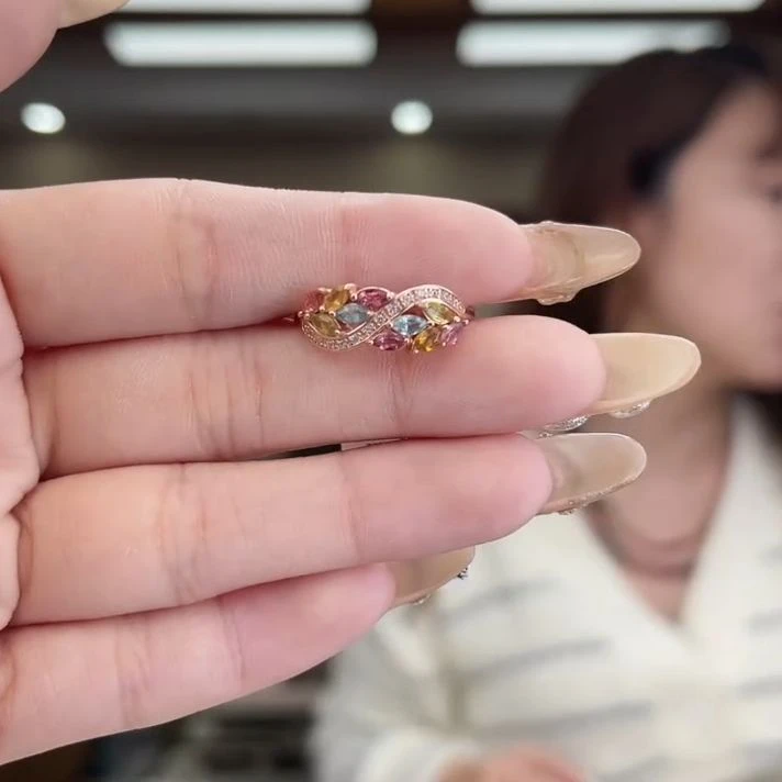 01422203碧玺/银S925镶嵌碧玺戒指3多样性发货