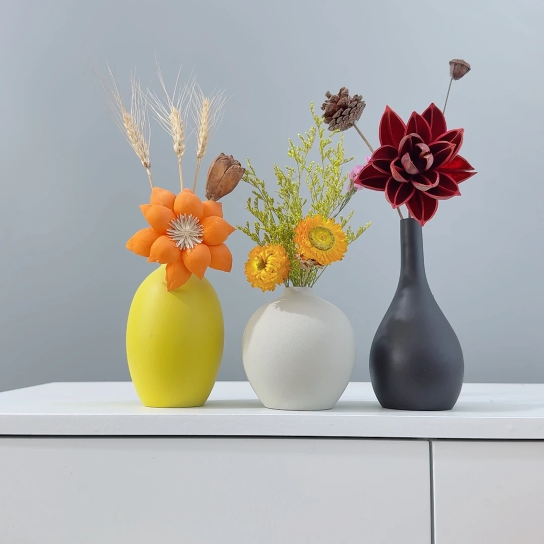 摆件陶瓷小花瓶含花总高约20-30cm