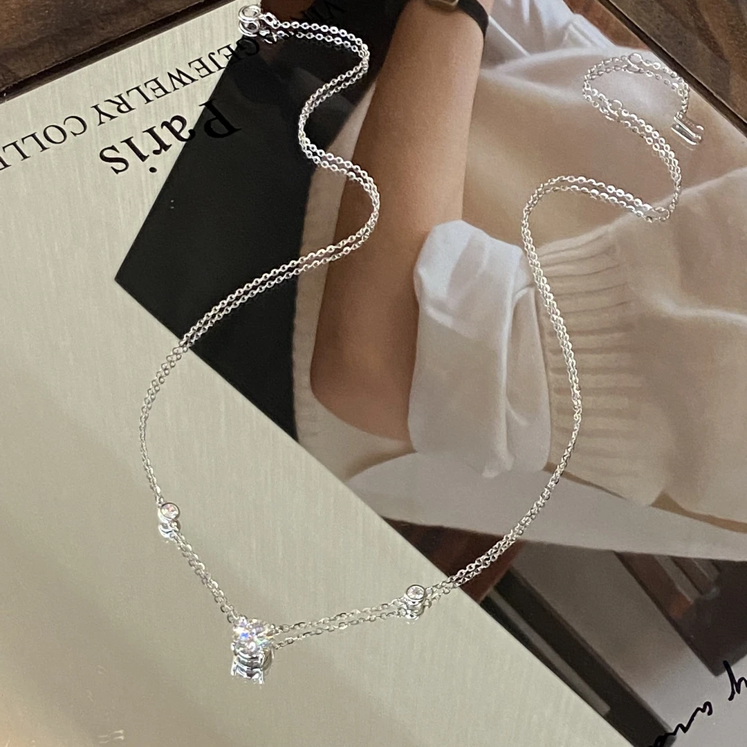 坠链均925银莫桑石 （T）镀K金 新国风 仙欲圆糖O泡 项链X7976