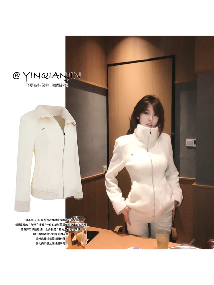 *尹千金*【腰精奶糕】冬季保暖双面绒加厚摇粒绒修身女外套W240791