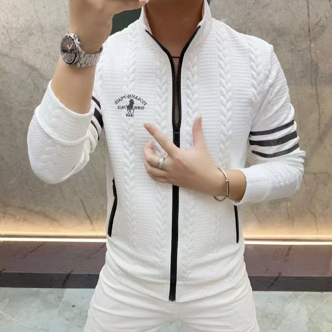 欧洲站轻奢大牌男装卫衣2025秋季新款设计感提花字母刺绣开衫卫衣