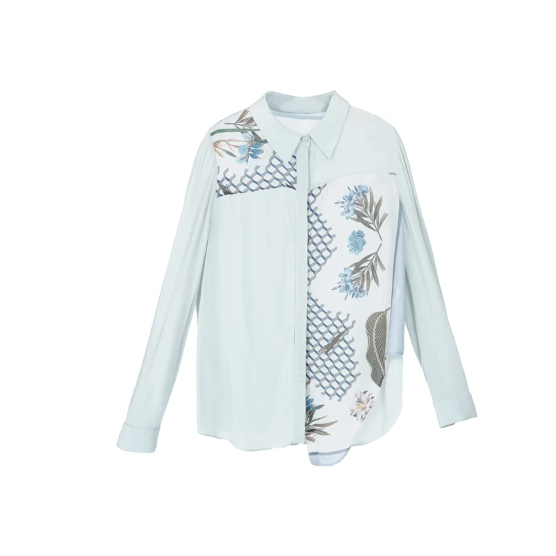 【她翼】春季衬衫长袖蓝色时尚休闲女士CF0242321217