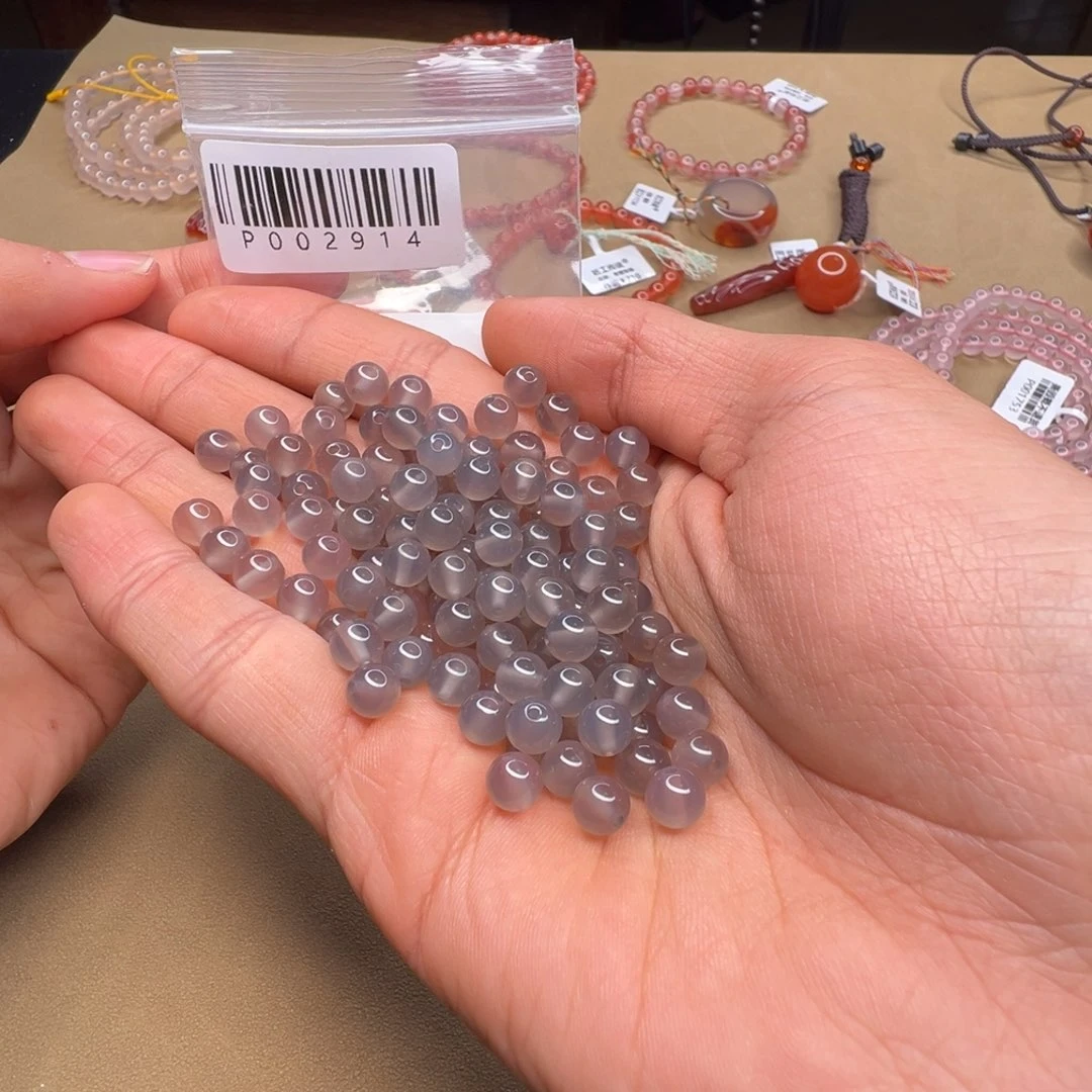 玛瑙/玉髓P002914荔枝冻黑冰散珠6+未镶嵌