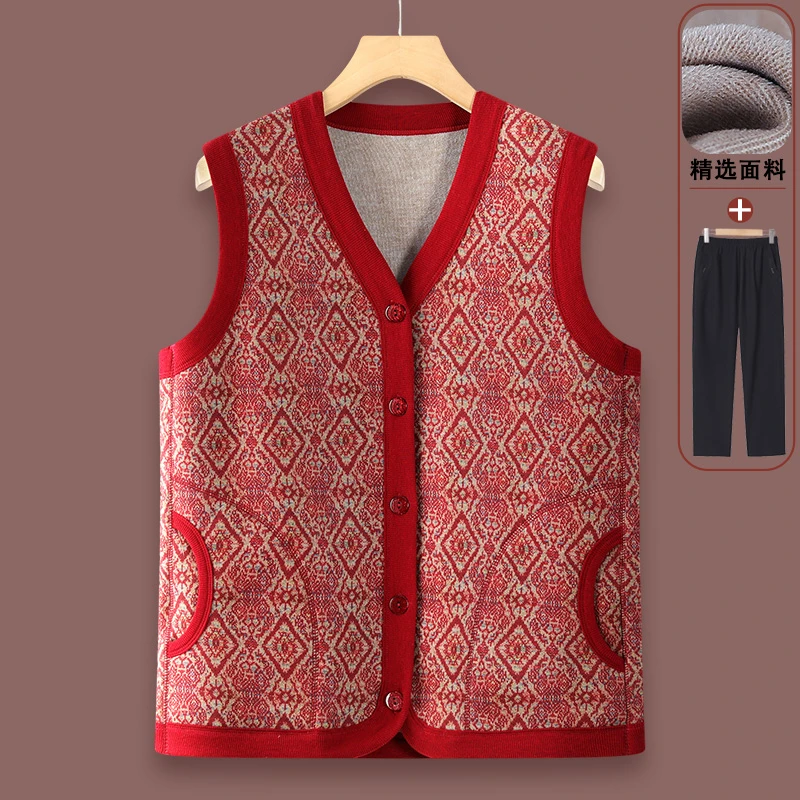 奶奶春秋马甲外穿中老年人秋冬女妈妈背心老太太新款坎肩老人衣服