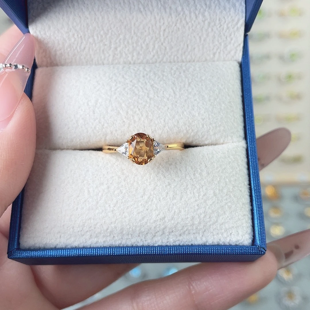 银S925镶嵌戒指黄晶三石款戒指