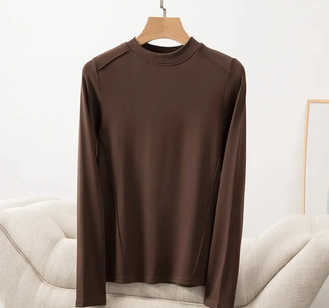 半高领时尚简约百搭鱼骨线女士打底衫