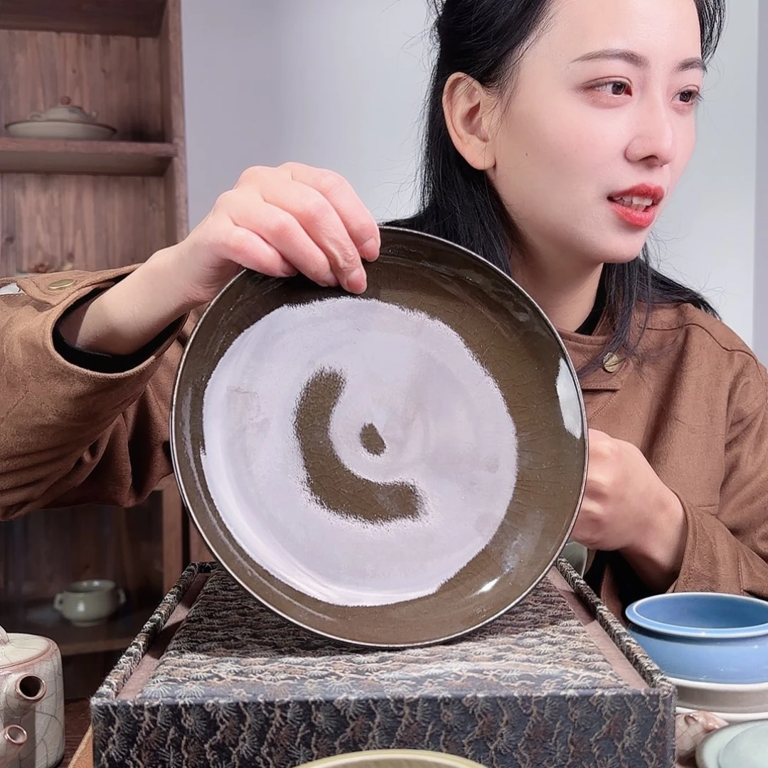 摆件瓷玻璃釉壶茶大盘